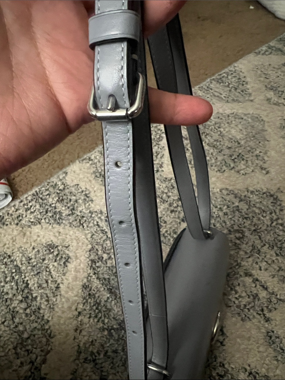 Bandit Coach Turnlock Leather Crossbody Bag in Grayish blue. Or light blue. - Picture 2 of 9